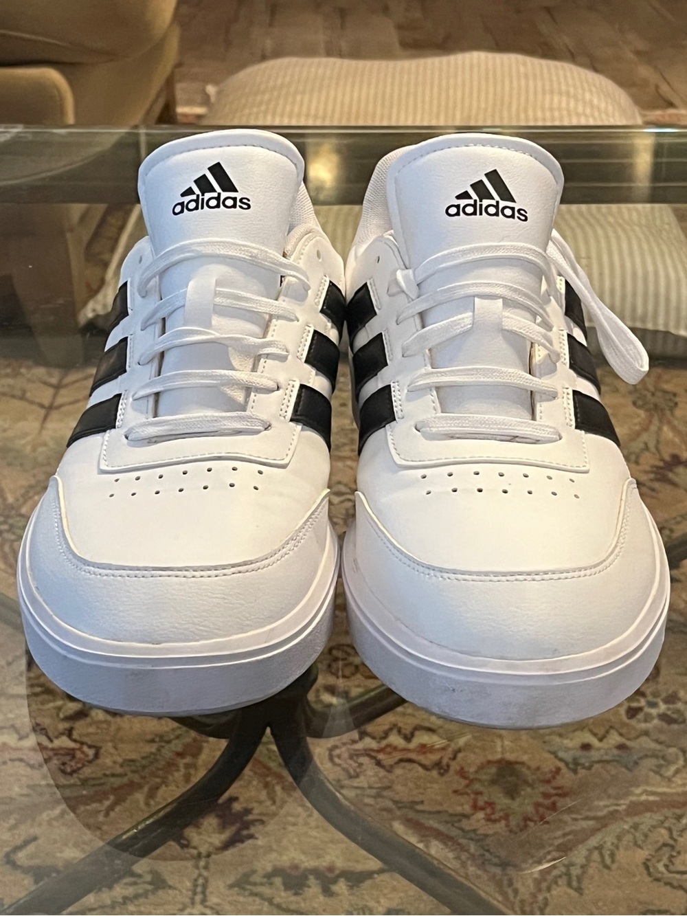 Adidas White Black Stripe Sneakers Low Top Classic Court Shoes Men’s